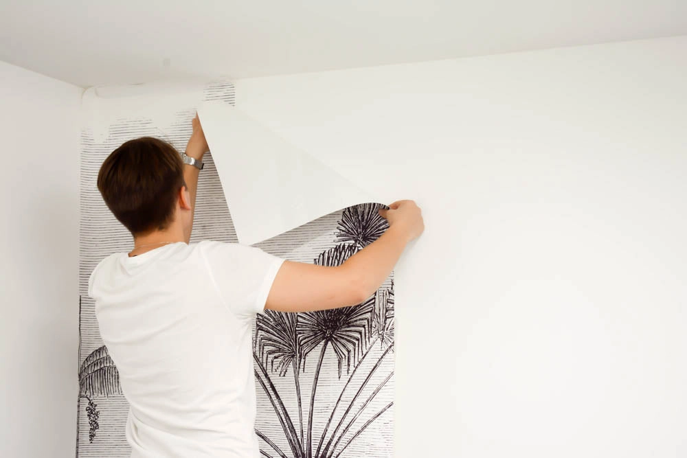 Wallpaper installation in a Mableton, GA home